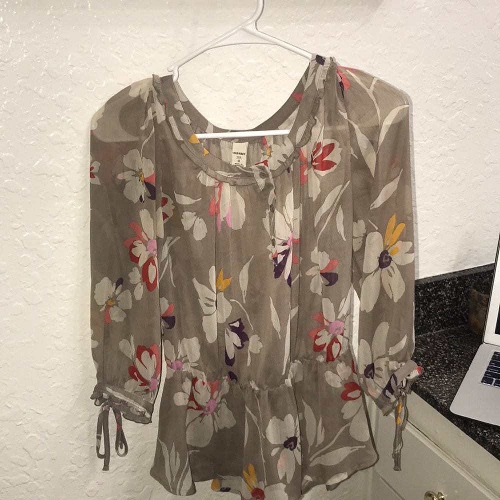 Tan Flower blouse